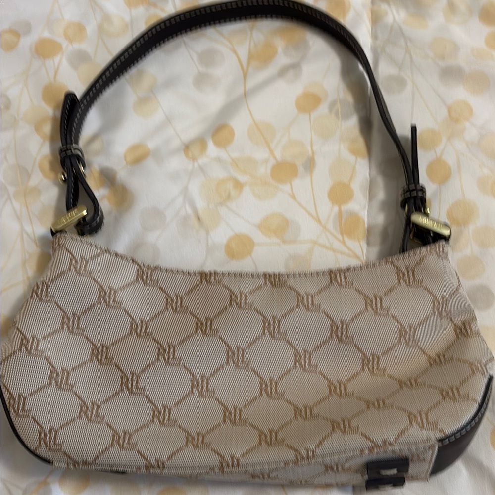 Designer Beige and Brown Shoulder Bag
